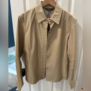 Copper Key Tan Leather Jacket for Woman